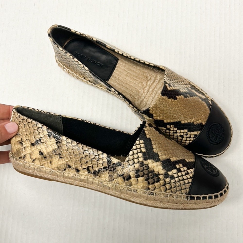 Tory Burch snakeskin embossed espadrilles